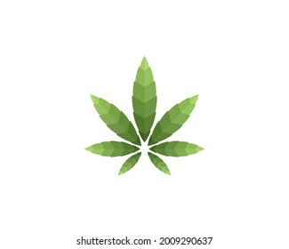 ilustración de logo geométrico de la hoja de marihuana vector, icono de mascota del logo de la hoja de cannabis