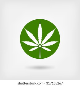 marijuana leaf in green circle. logo symbol. vector illustration - eps 10
