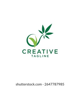 La hoja de marihuana y la idea del logotipo verde