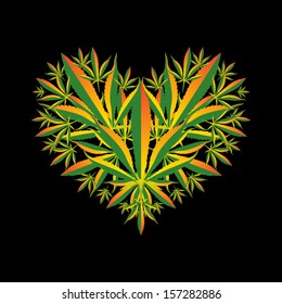 Marijuana leaf heart symbol vector illustration