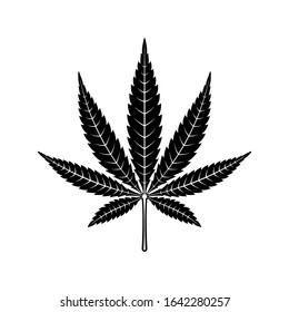 Сannabis or marijuana leaf. hemp for emblem, logo, advertisement of medical services, for packaging or printed materials. flat style icon. isolated vector illustration