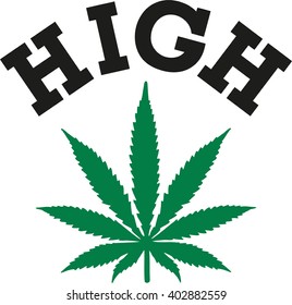 Marijuana leaf with HIGH word