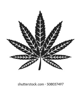 Marijuana leaf icon in black style isolated on white background. Drugs symbol stock vector illustration.