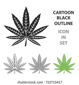 Marijuana leaf icon in cartoon style isolated on white background. Drugs symbol stock vector illustration.