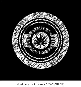 marijuana leaf icon with chalkboard texture