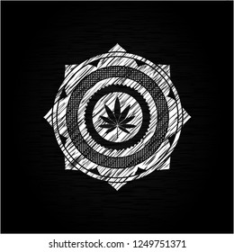 marijuana leaf icon with chalkboard texture