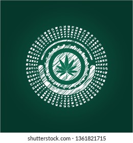 marijuana leaf icon with chalkboard texture