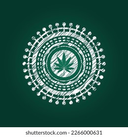 icono de la hoja de marihuana con textura de pizarra. 
