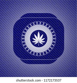 marijuana leaf icon with denim texture