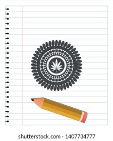 marijuana leaf icon draw with pencil effect. Vector Illustration. Detailed.