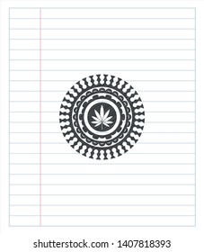 marijuana leaf icon draw with pencil effect. Vector Illustration. Detailed.
