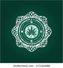 marijuana leaf icon drawn with chalkboard texture
