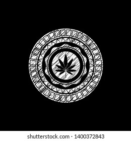marijuana leaf icon drawn on blackboard