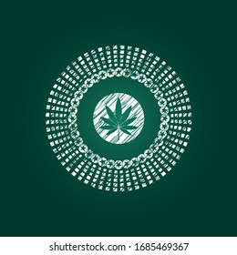 marijuana leaf icon drawn on blackboard