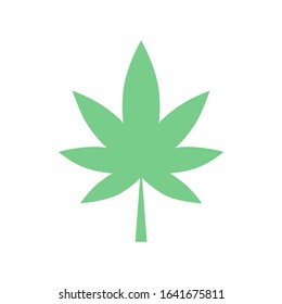 Marijuana leaf icon. Flat and green design.