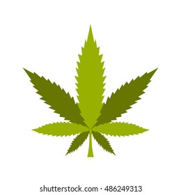 Marijuana leaf icon in flat style on a white background vector illustration