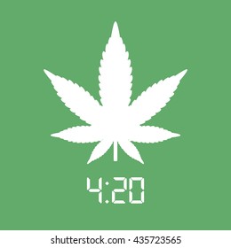 Marijuana leaf icon. Green background