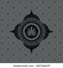 marijuana leaf icon inside black badge
