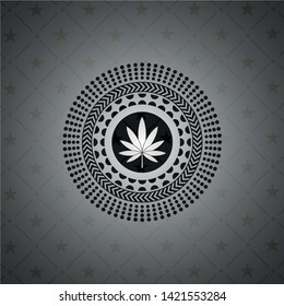 marijuana leaf icon inside black emblem. Vintage.