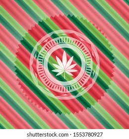 marijuana leaf icon inside christmas style badge..