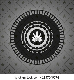 marijuana leaf icon inside dark badge