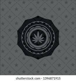 marijuana leaf icon inside dark badge