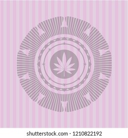 marijuana leaf icon inside pink icon or emblem