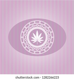 marijuana leaf icon inside pink icon or emblem