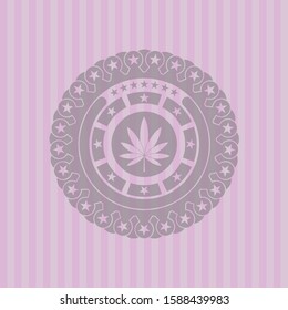 marijuana leaf icon inside pink icon or emblem
