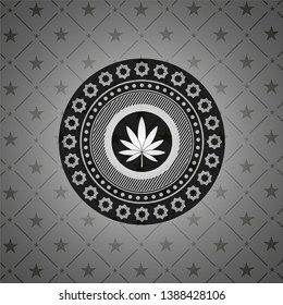 marijuana leaf icon inside realistic black emblem