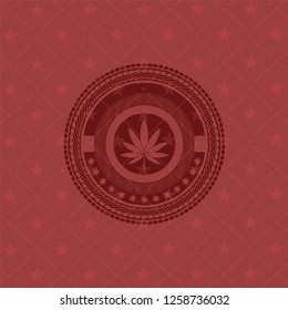 marijuana leaf icon inside red icon or emblem