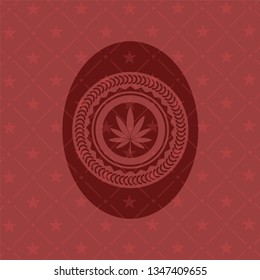 marijuana leaf icon inside red icon or emblem