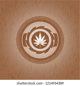 marijuana leaf icon inside wood signboards