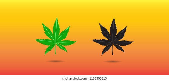 Marijuana leaf icon Isolated on white background. - Illustration,vector Marijuana - Herbal Cannabis, Narcotic, Hashish.Beautiful leaves.