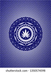 marijuana leaf icon with jean texture