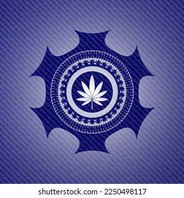 icono de la hoja de marihuana con textura jean. 
