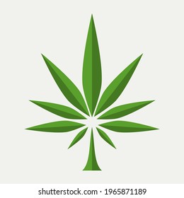 Marijuana leaf icon logo. Origami paper design concept.