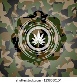 Marijuana Leaf Icon On Camo Pattern Stock Vector (Royalty Free ...