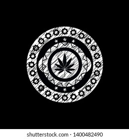 marijuana leaf icon on chalkboard