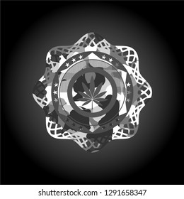 marijuana leaf icon on grey camo pattern