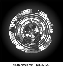 marijuana leaf icon on grey camouflage pattern