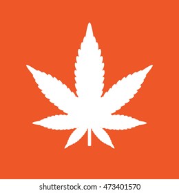 Marijuana leaf icon. Orange background