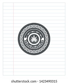 marijuana leaf icon pencil draw. Vector Illustration. Detailed.