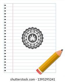 marijuana leaf icon with pencil strokes. Vector Illustration. Detailed.