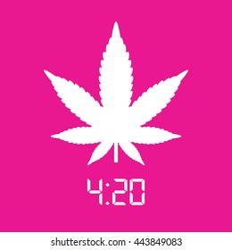 Marijuana leaf icon. Pink background