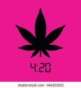 Marijuana leaf icon. Pink background