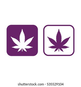 Marijuana leaf icon. Purple and white