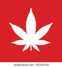 Marijuana leaf icon. Red background