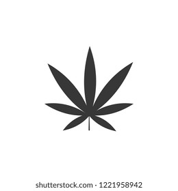 marijuana leaf icon with shadow on white background vektor