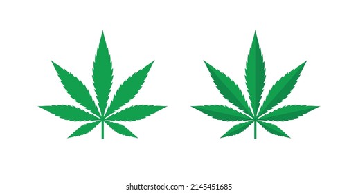 Marijuana Blattsymbol. Symbol für das Rauchen von Kräutern oder Behandlungen. Einzige Vektorgrafik auf weißem Hintergrund.

